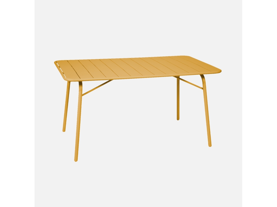 Mesa De Jardim Dobrável De Metal Com 6 Cadeiras, Ocre Sweeek