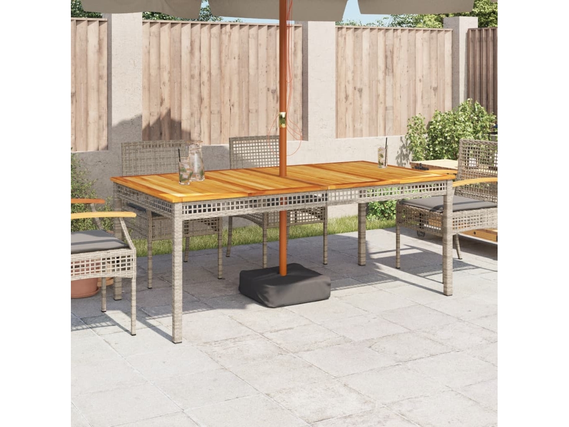 Mesa De Jardim 180x90x75cm Vime Pe E Madeira De Acácia Cinzento