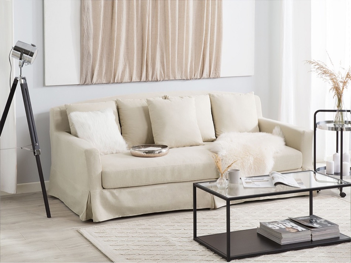 Sofá de 3 lugares BELIANI Gilja de Poliéster Creme 212x107x89