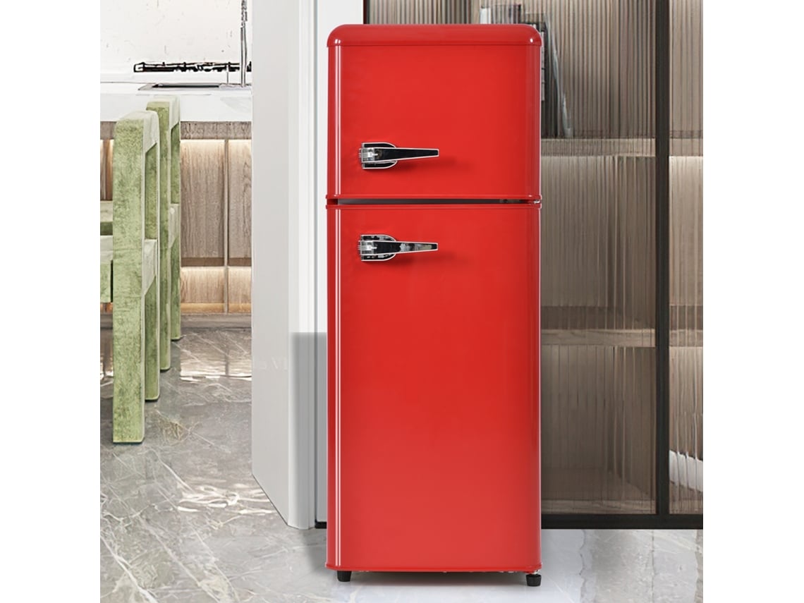 Este Frigorífico/congelador Mede 105,5 Cm De Altura E 41 Cm De Largura, Tem Um Design De Porta Dupla E Uma Capacidade Total De 92 Litros.