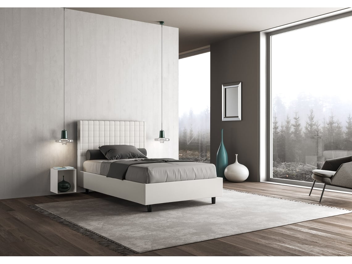 Cama de Corpo e Meio Con Estrado Estofada SunnyITYHOME (120 x 210 cm - Painéis de Melamina e Couro Sintético)
