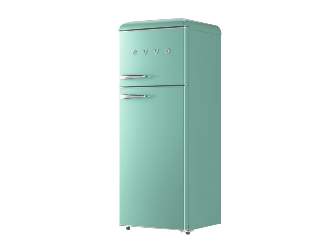 Geladeira Evvo 2 Portas F45 Retro Verde Aquamarine, Geladeira 170 Litros, Freezer 45 Litros, Design Vintage, Gaveta Crisper Zone