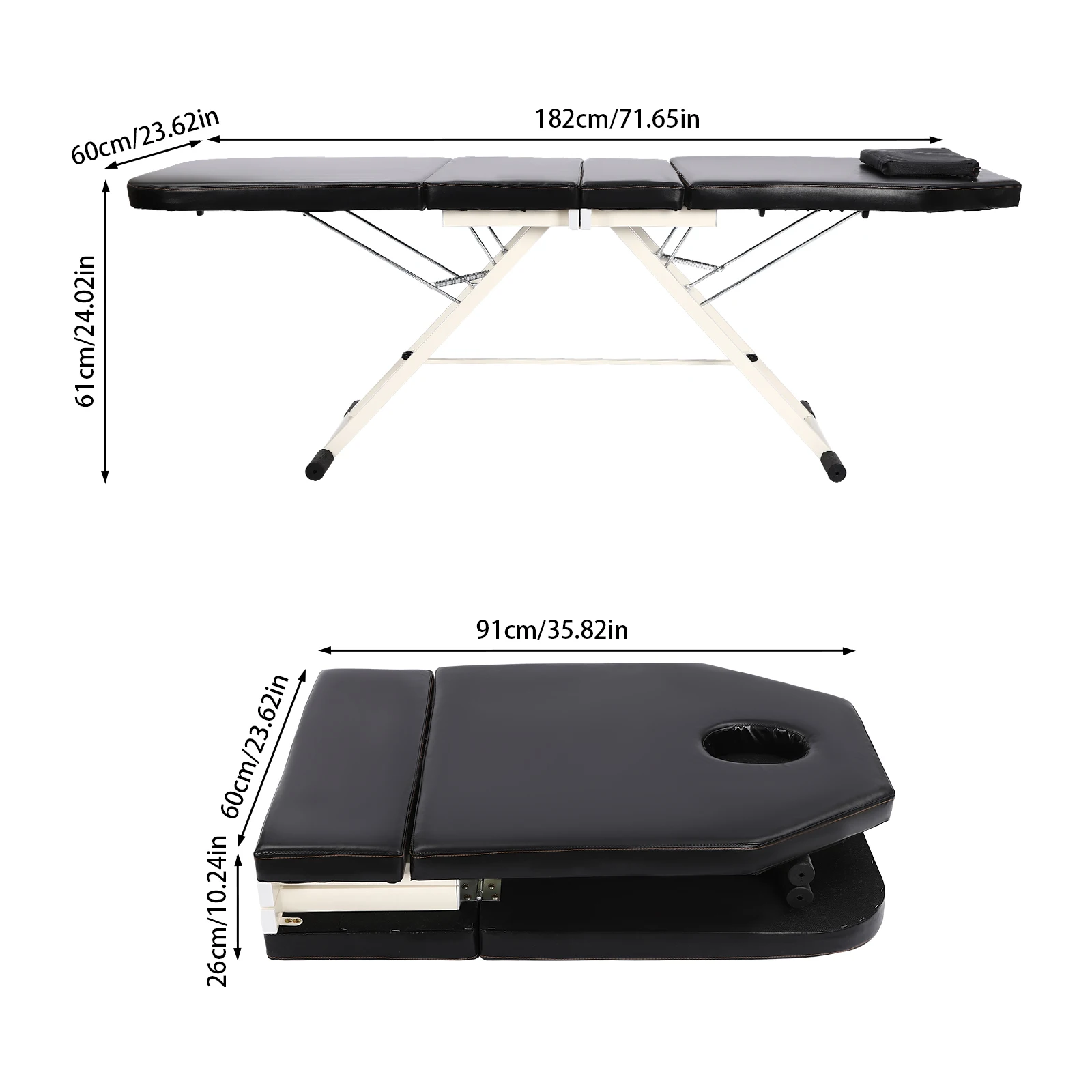 Mesa De Massagem, Portã¡til, Ajustã¡vel, Preto Oem