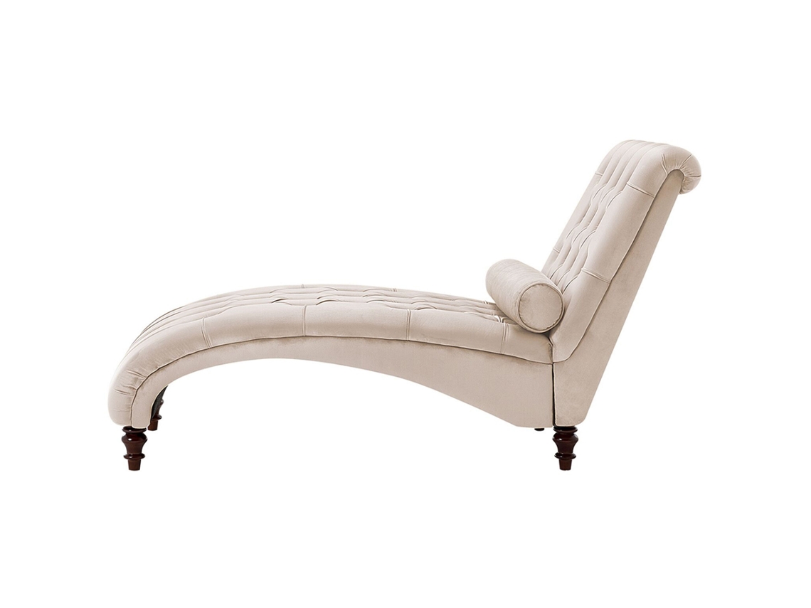 Chaise longue BELIANI Muret de Veludo Creme 163x72x87