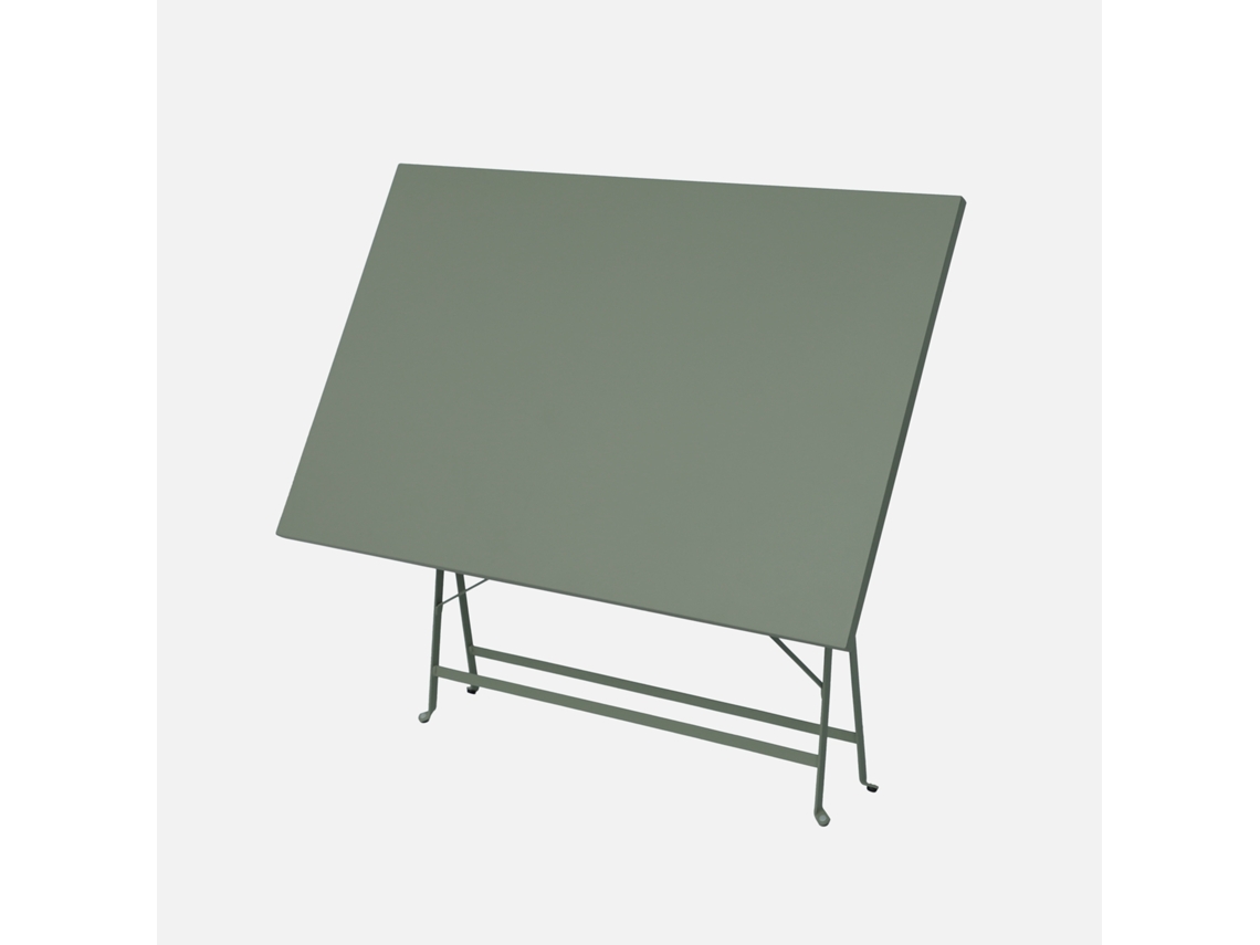 Mesa De Jardim Bistrô Dobrável Em Metal, 4 Lugares, Verde Caqui Sweeek