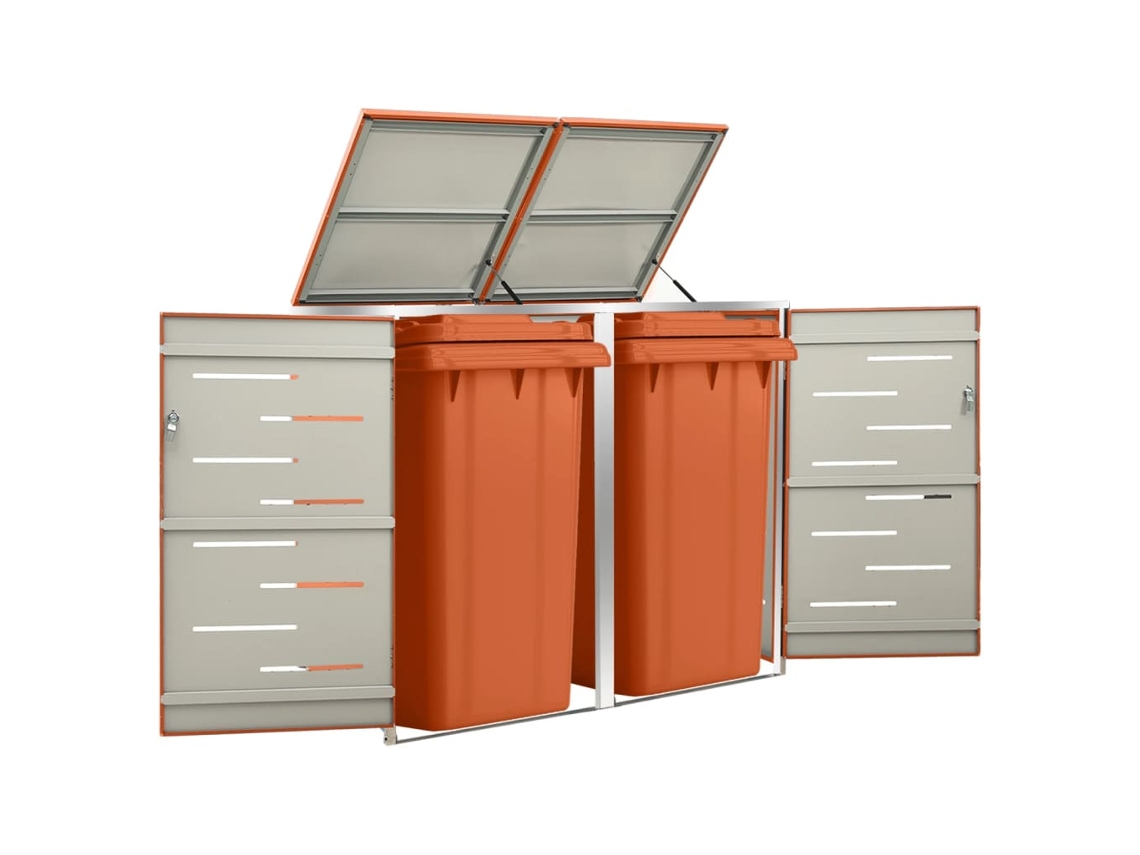 Abrigo para Caixotes do Lixo VIDAXL Para Laranja Aço Inoxidável (138x77,5x112,5 cm)
