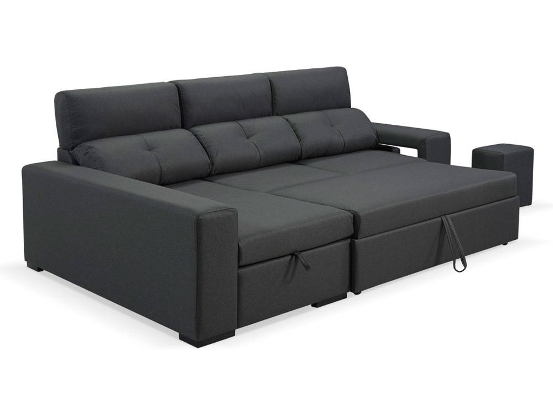 Sofá Cama BAZAR MONDIALE Tóquio (Preto - Madeira, Tecido, Poliéster - 250x85x97 cm)