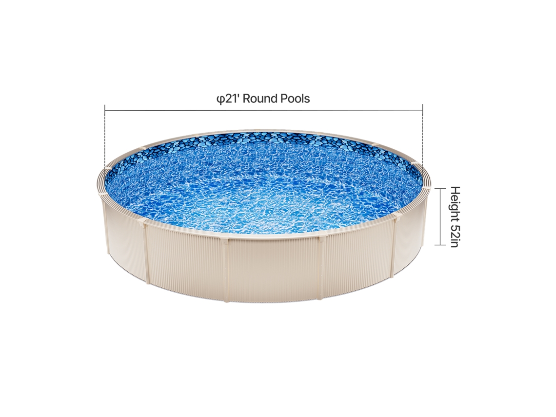 Revestimento Para Piscina Redonda Succebuy De 21 Pés, Estilo Unibead, Altura Da Parede De 52 Polegadas