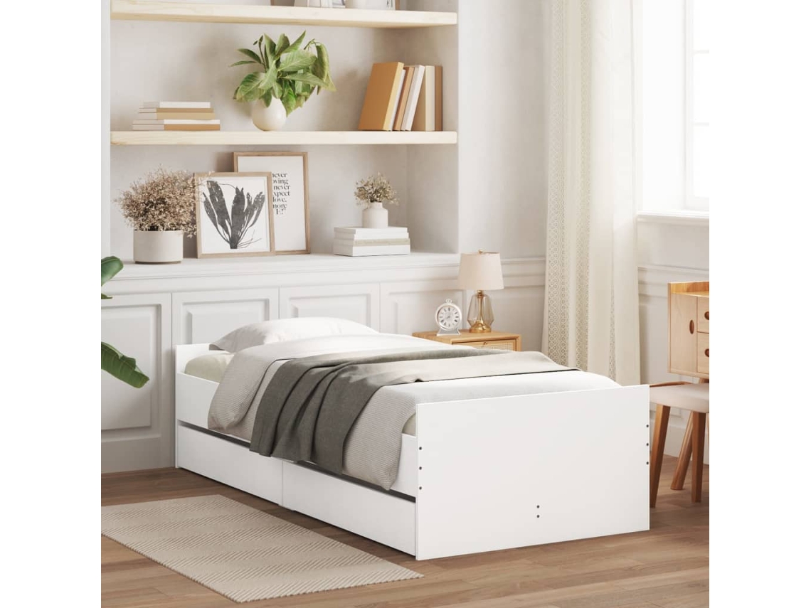 Estrutura de cama com gavetas VIDAXL branco (90x190 cm)