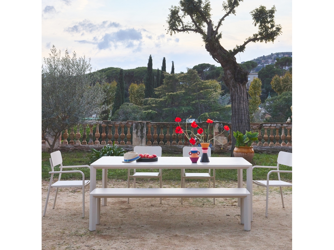 Mesa De Jardim De Alumínio Com 1 Banco E 4 Cadeiras, Beige Sweeek