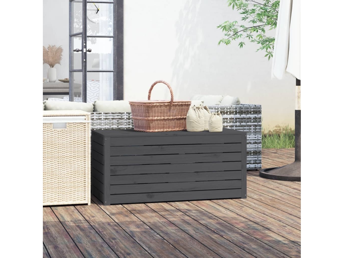 Caixa de Armazenamento VIDAXL Cinzento Madeira (101x50.5x46.5 cm)