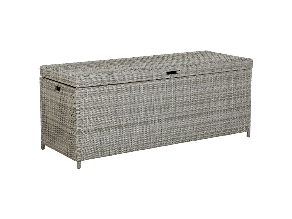 Baú de Armazenamento BELIANI Modena de Ratan Sintético Cinzento 158x63x66