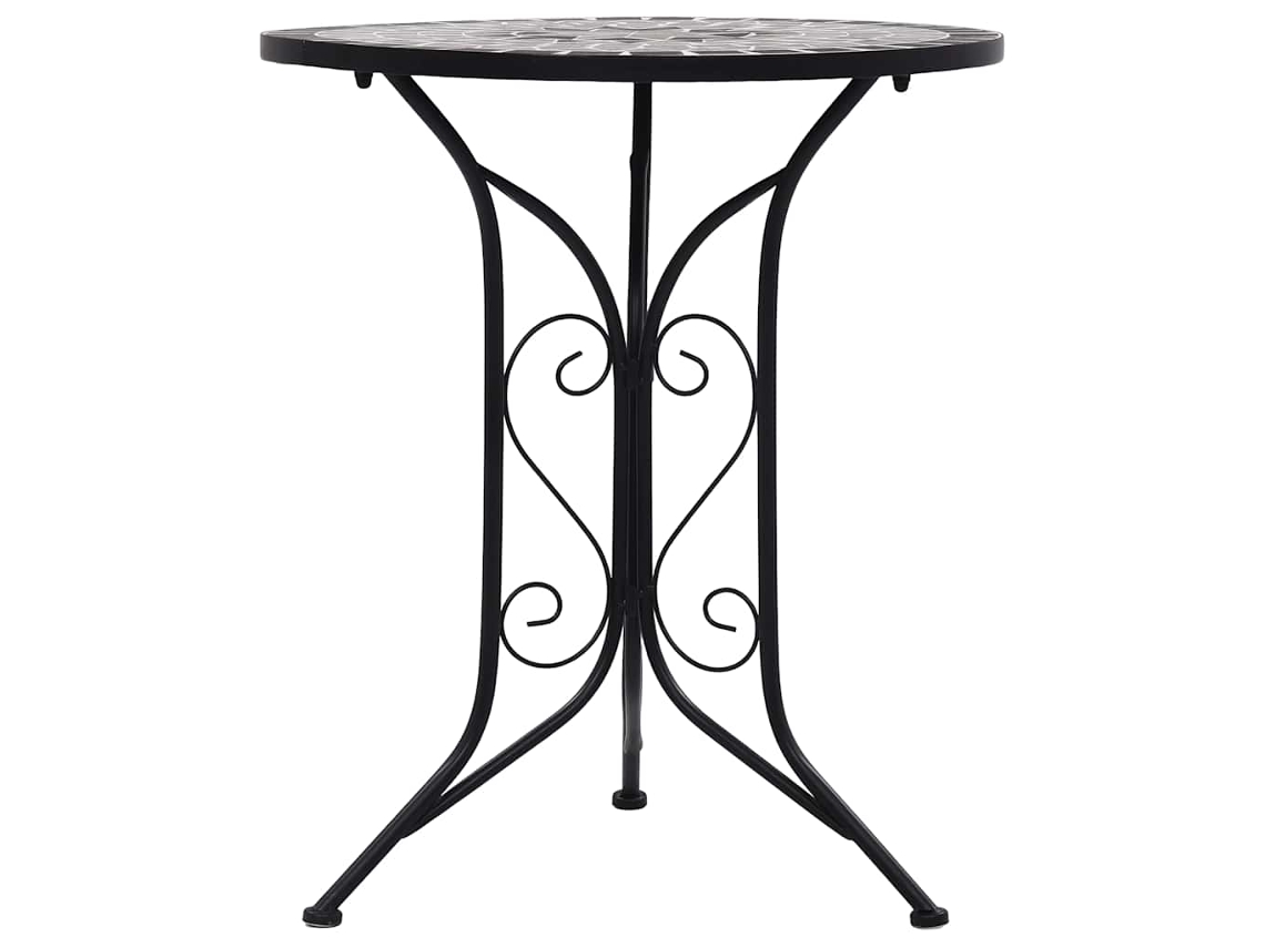 Mesa Bistrô Mosaico Cerâmica 60cm Cinzento Com Estrutura De Ferro