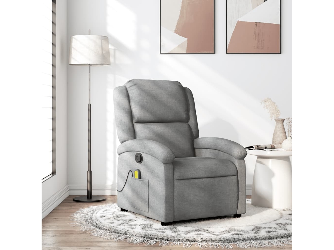 Poltrona de Massagem reclinável tecido VIDAXL cinzento-claro