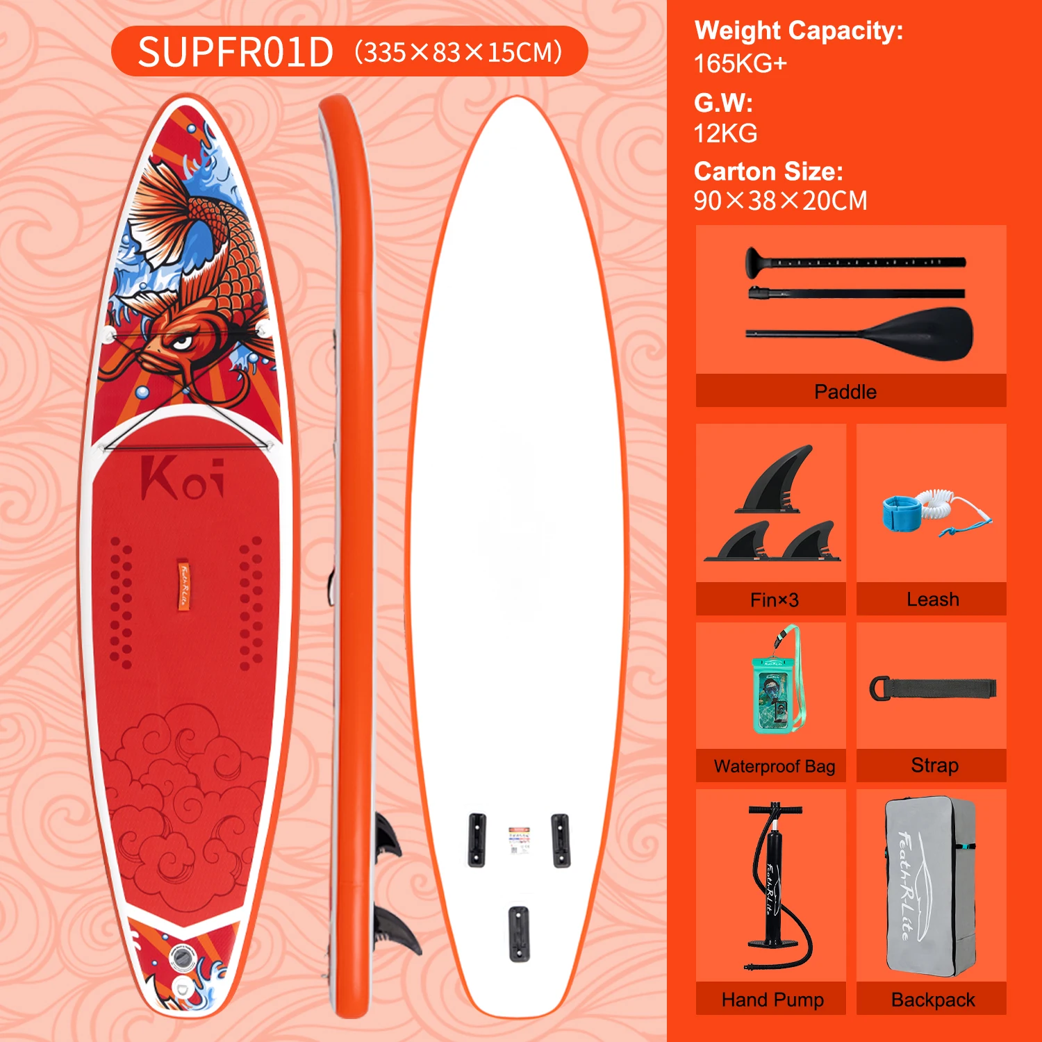 Prancha De Stand Up Paddle Inflável, Alta Durabilidade, Conjunto Completo De Acessórios, Supfr01d Oem
