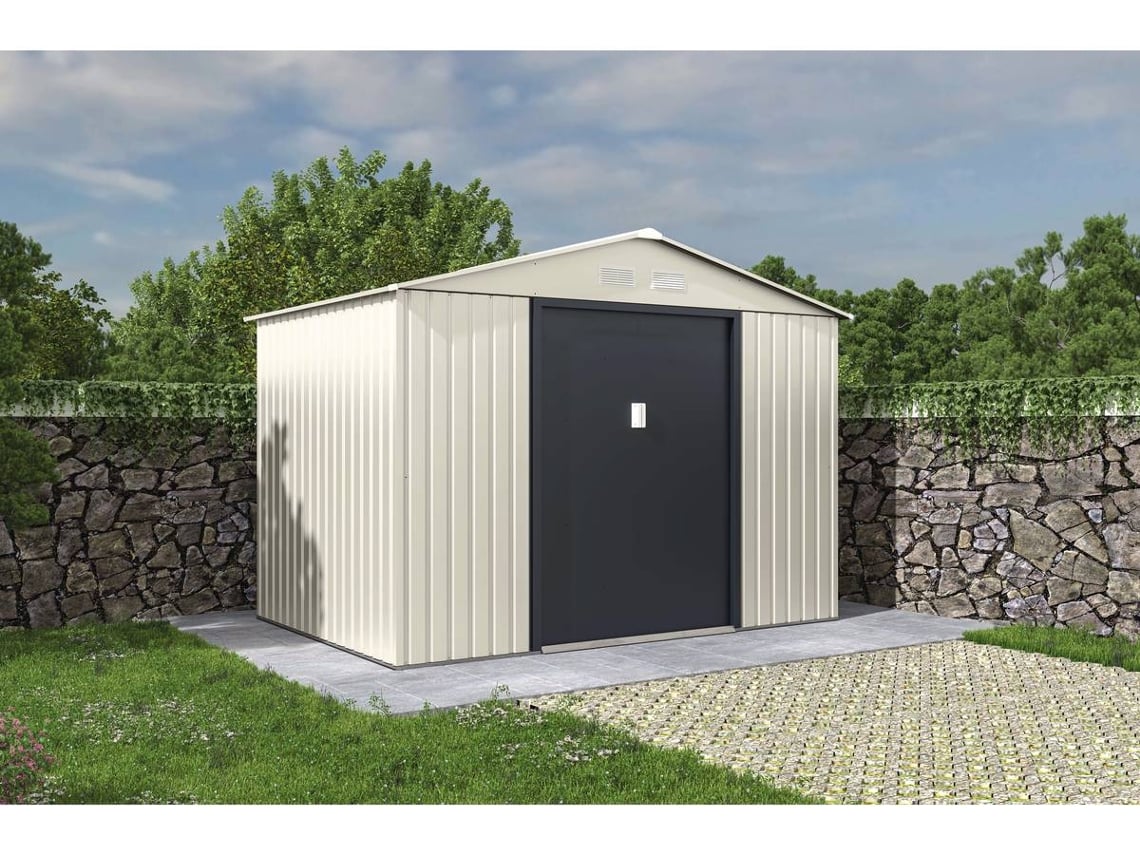 Abrigo de Metal HABITAT ET JARDIN ''Nebraska'' - 5-30 m² - Bege Cinza Antracite (191x277x202 cm)