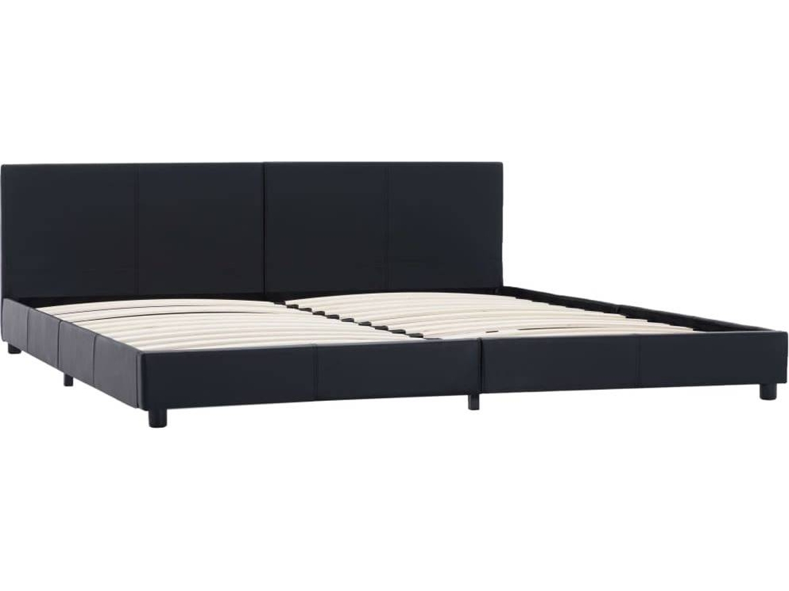 vidaXL Estrutura de cama 180x200 cm couro artificial preto