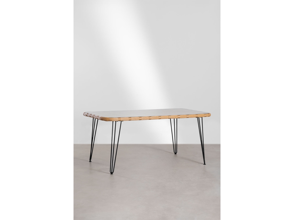 SKLUM Mesa de Jantar Retangular em Vime Sintético 180X90 cm Leribert Vime Sintético Natural