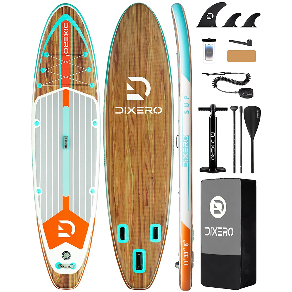 Prancha De Paddle Inflã¡vel, Pvc Durã¡vel, Alta Capacidade De Carga, Madeira Oem
