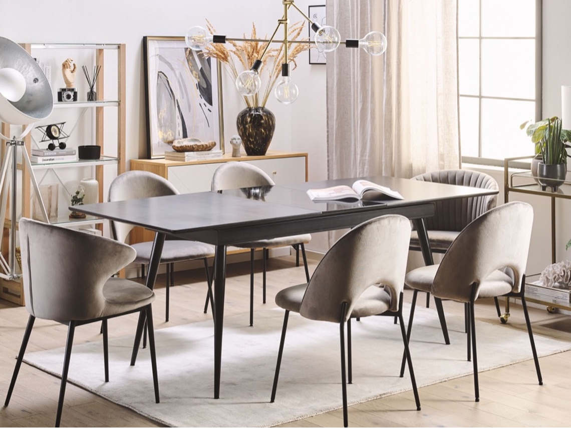 Mesa de jantar BELIANI Maldon de MDF Preto 90x200x76