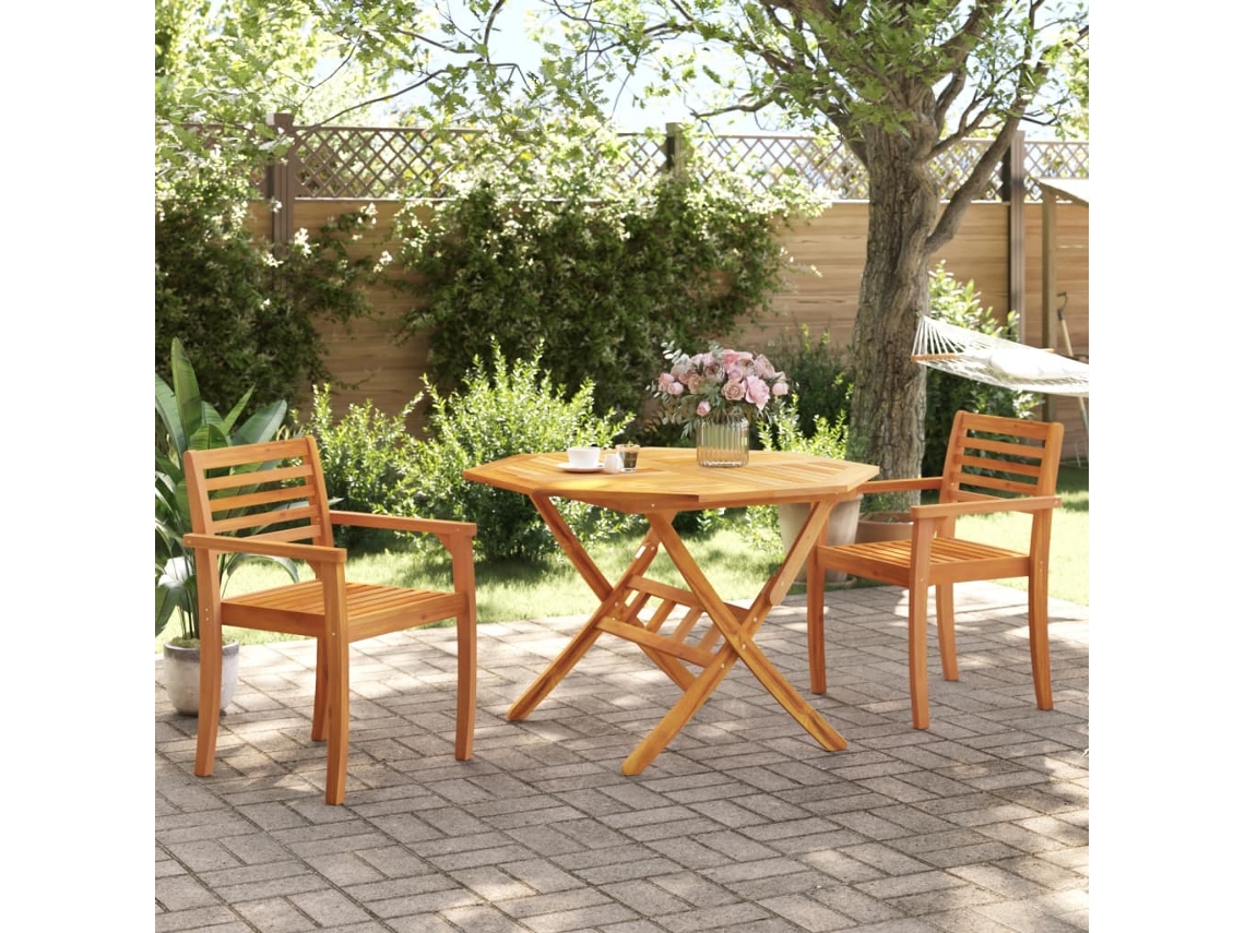Mesa De Jardim Mesa Para Exterior Dobrável Ø110x75 Cm Madeira De Acácia Maciça Lovely Home