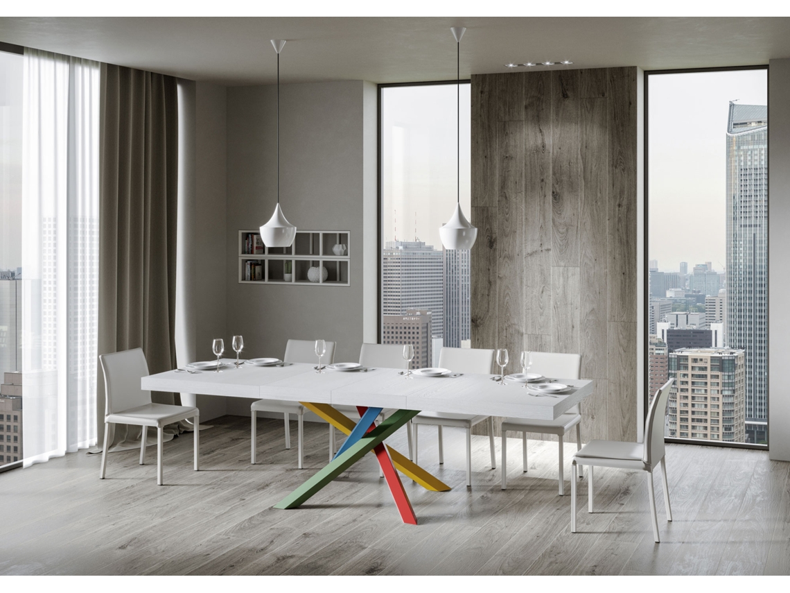 Mesa de Jantar Extensível 90X140/244 Cm Volantis Premium Cinza Branca Quadro 4/B ITAMOBY