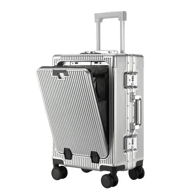 Mala De Transporte, Grande Capacidade, Recurso De Carregamento Usb, Cinza Claro, 20 Polegadas