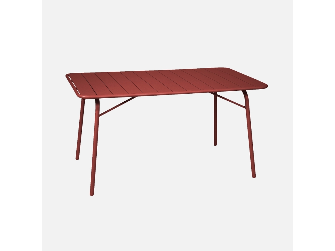 Mesa De Jardim Dobrável De Metal Com 6 Cadeiras, Terra De Siena Sweeek
