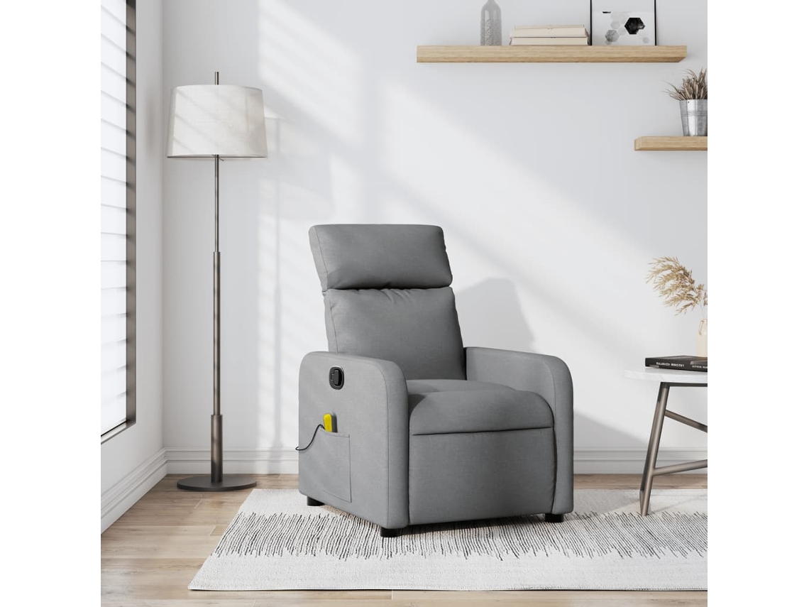 Poltrona de massagens reclinável VIDAXL tecido cinzento-claro