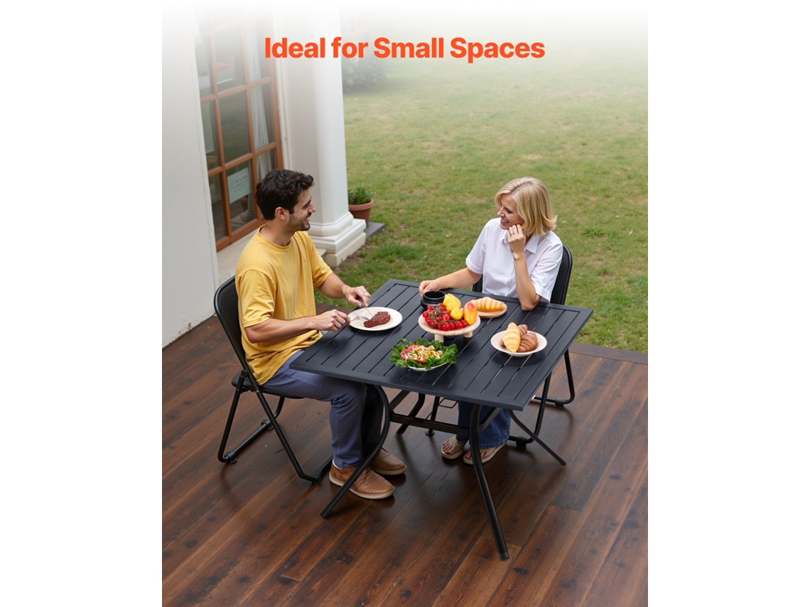 Mesa De Pátio Quadrada Preta Vevor 940 X 940 X 735 Mm Em Aço Carbono Com Carga De 68 Kg
