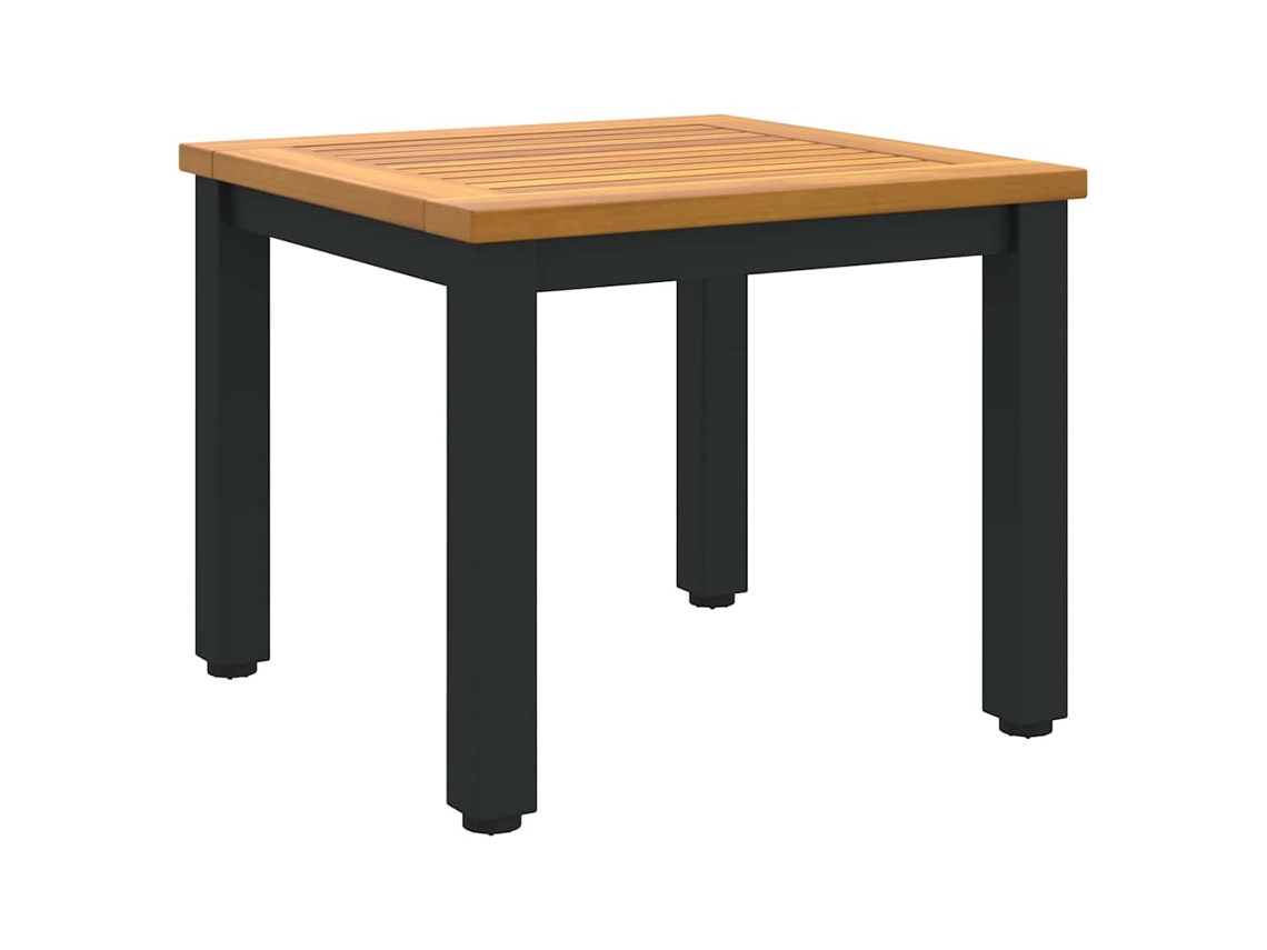 Mesa Lateral Jardim Madeira Acácia Maciça 45x45x38cm Natural/preto