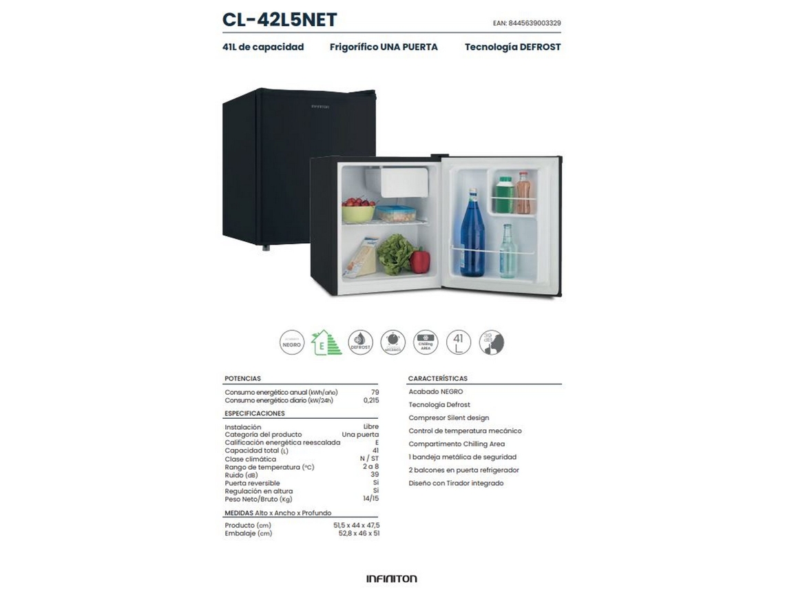 Geladeira Infiniton Cl 42l5net, 41 litros, E, cíclica, preta