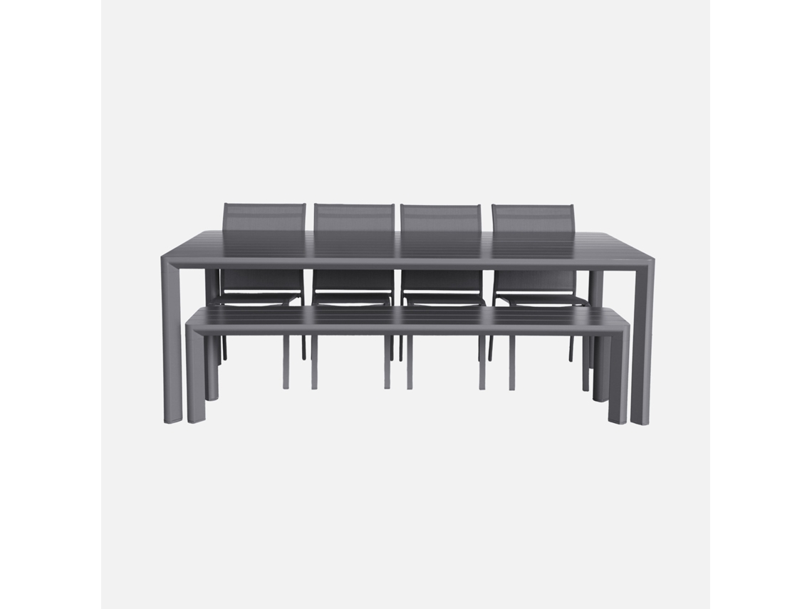 Mesa De Jardim Em Alumínio 1 Banco 4 Cadeiras, Antracite Sweeek