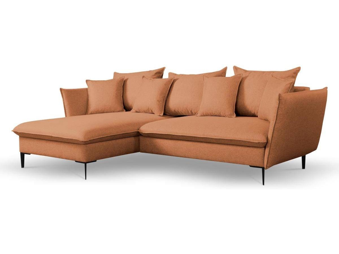 Sofá Cama Lazare PASCAL MORABITO (Cor De Laranja - Tecido e Veludo - 258x167x91 cm/Dimensões da cama: 120 – 139 cm)