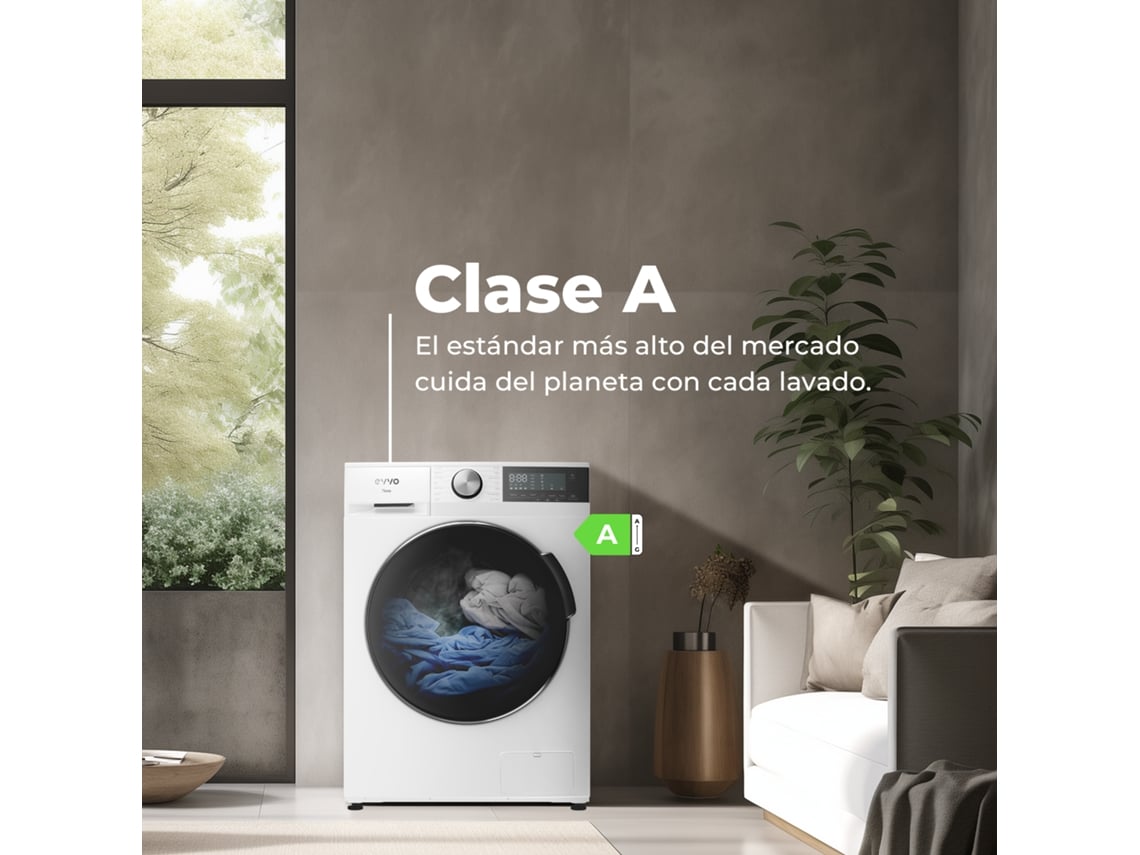 Máquina De Lavar Roupa Evvo 8 Kg Carga Frontal Nova 8, 1350 Rpm, Classe Energética A, Motor Inversor, 14 Programas,