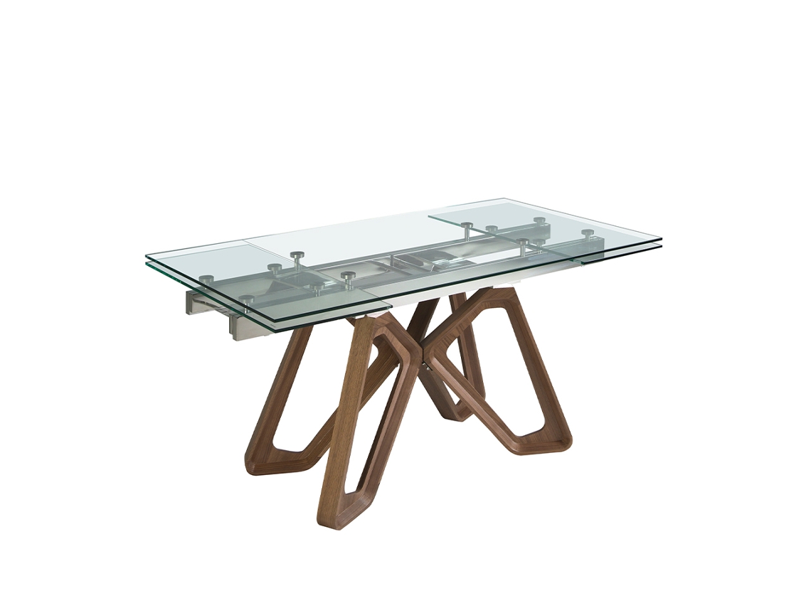 Mesa de Jantar Extensível Retangular Vidro Temperado ANGEL CERDA 160/200/240 x 90 x 76