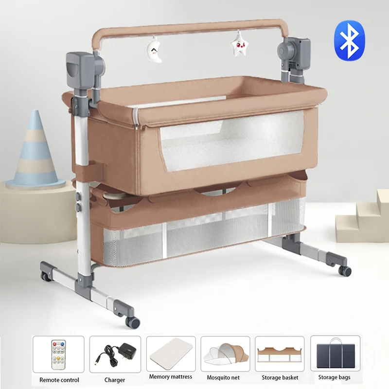 Berço Elétrico, Função De Balanço Em Pêndulo, Conectividade Bluetooth, Bjj-601-brown