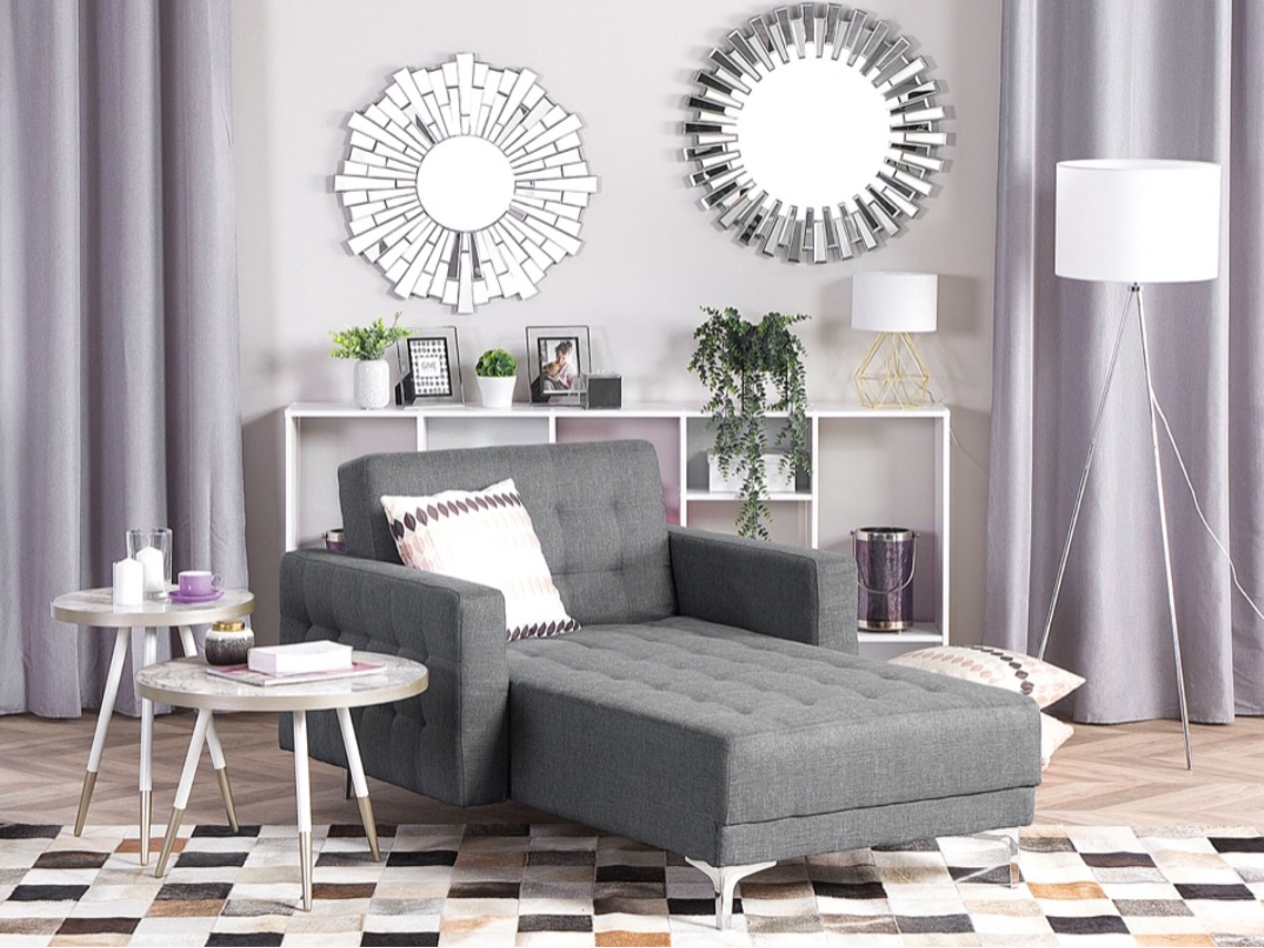 Chaise longue BELIANI Aberdeen de Poliéster Cinzento 107x168x87