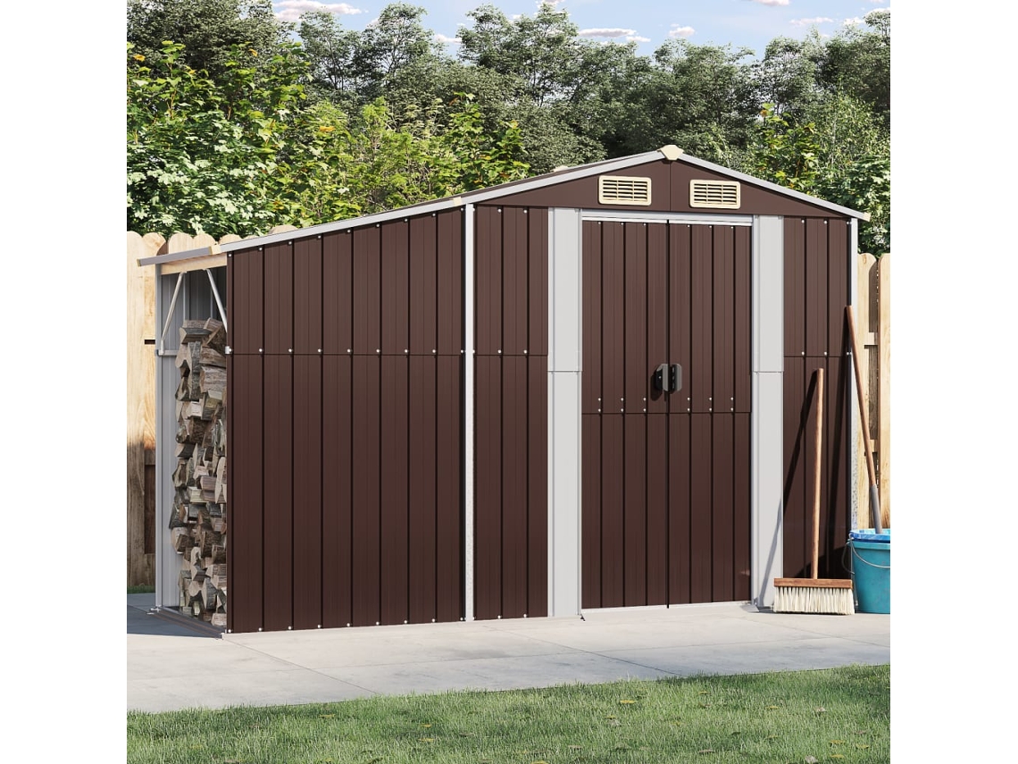 Abrigo VIDAXL Marrom Aço (277x93x179 cm)
