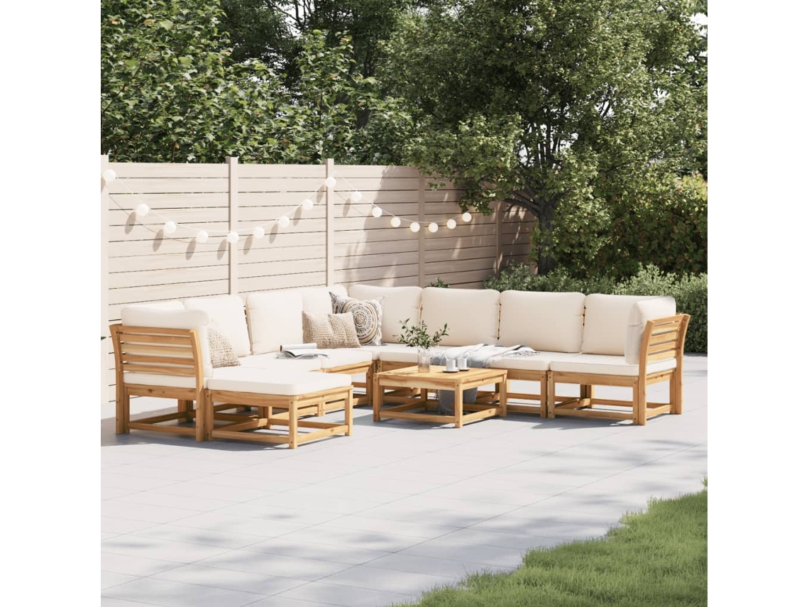 Conjunto 9 lounge jardim c/almofadões VIDAXL madeira maciça acácia