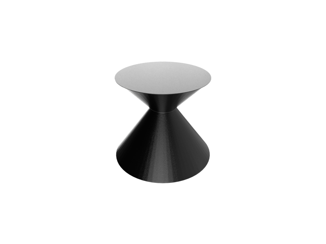 Graal Black Mesa Redonda Ø120 Cm Base Metálica Em Cone Duplo E Tampo Em Madeira Laminada Preta Frankystar
