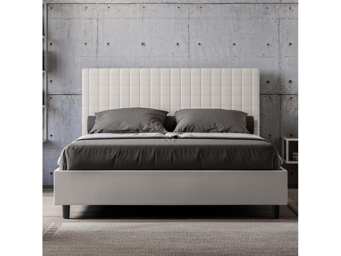 Cama de Casal Queen Size Sem Estrado Estofada SunnyITYHOME (160 x 210 cm - Painéis de Melamina e Couro Sintético)