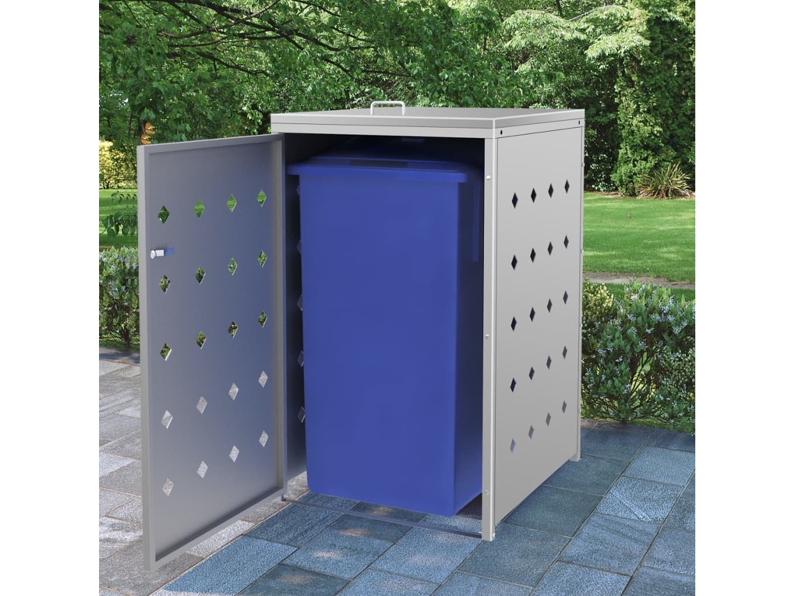 Abrigo para Caixotes do Lixo VIDAXL Para Prateado Aço Inoxidável (69x77.5x115 cm)