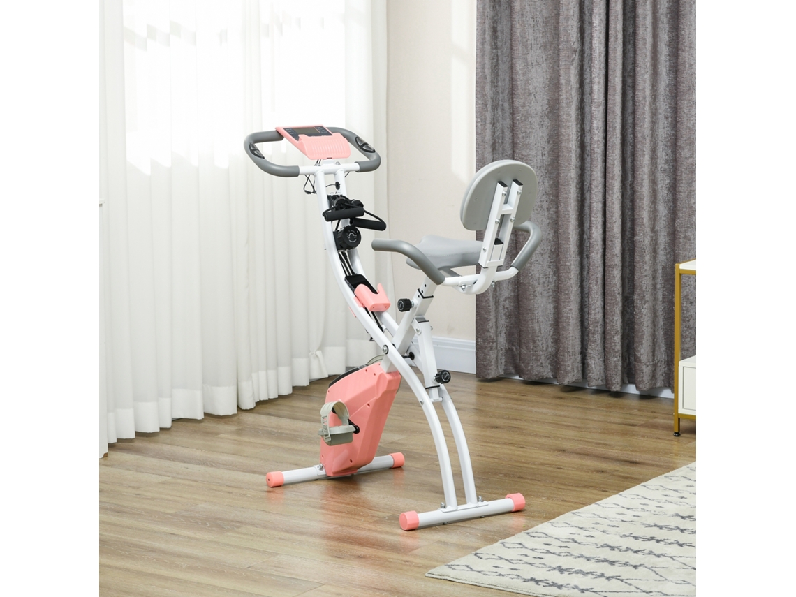 Bicicleta Estática Aço, ABS e PVC cor Rosa 51x97x115cm HOMCOM