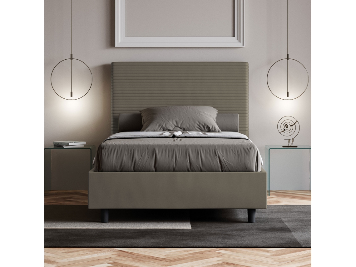 Cama de Corpo e Meio Sem Estrado Estofada FocusITYHOME (120 x 210 cm - Painéis de Melamina e Couro Sintético)