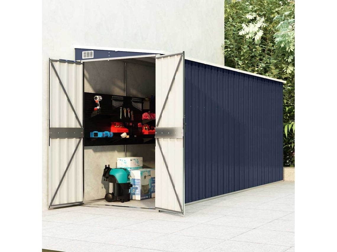 Abrigo VIDAXL Antracite Aço (118x382x178 cm)