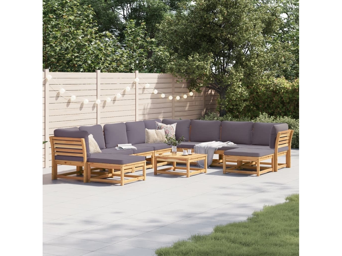Conjunto 11 Lounge Jardim C/Almofadões VIDAXL Madeira Maciça Acácia