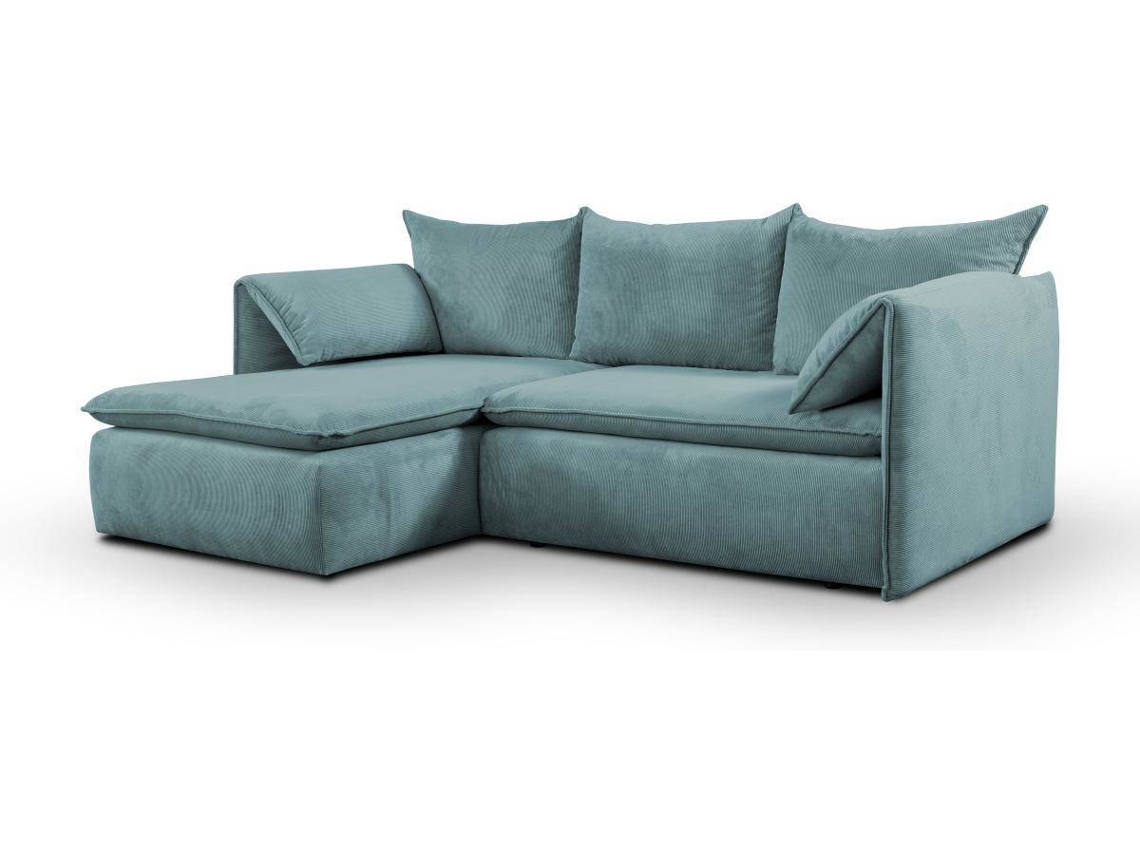 Sofá Cama Teodora PASCAL MORABITO (Azul Esverdeado - Tecido e Veludo - 230x166x91 cm/Dimensões da cama: 120 – 139 cm)
