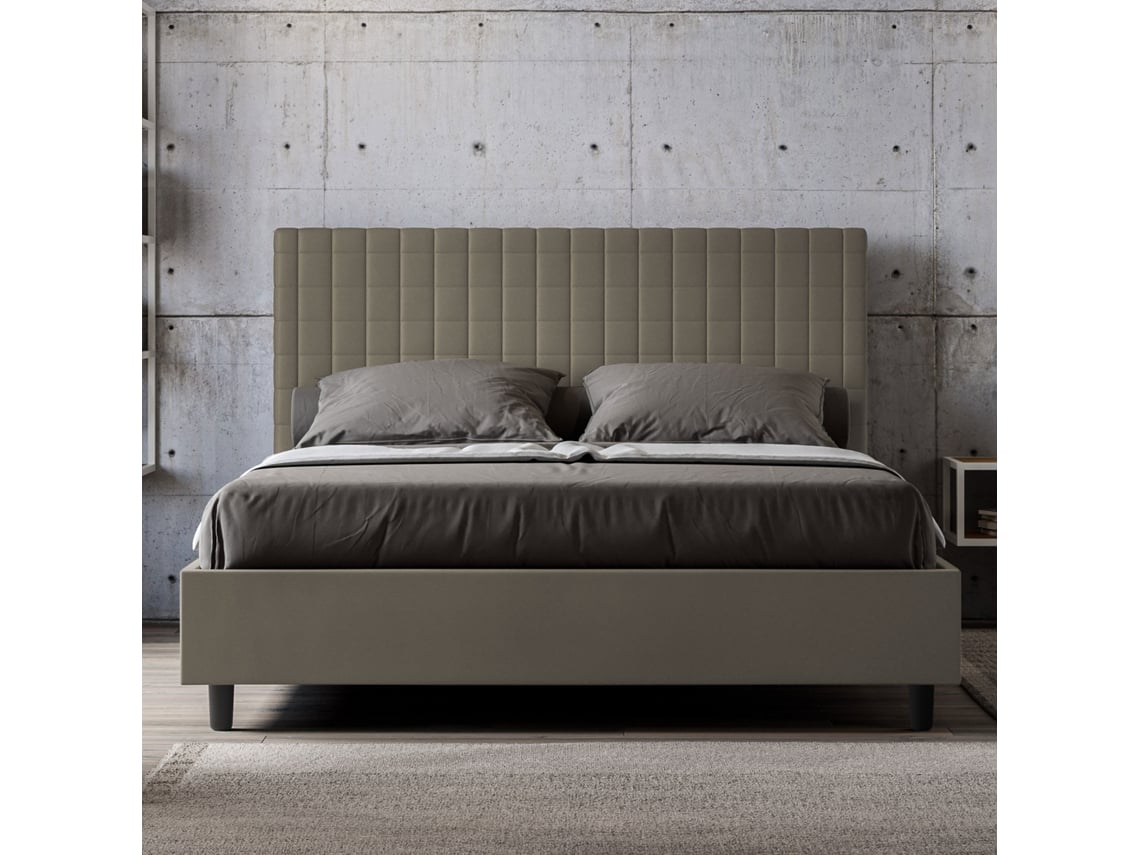Cama de Casal Queen Size Sem Estrado Estofada SunnyITYHOME (160 x 210 cm - Painéis de Melamina e Couro Sintético)
