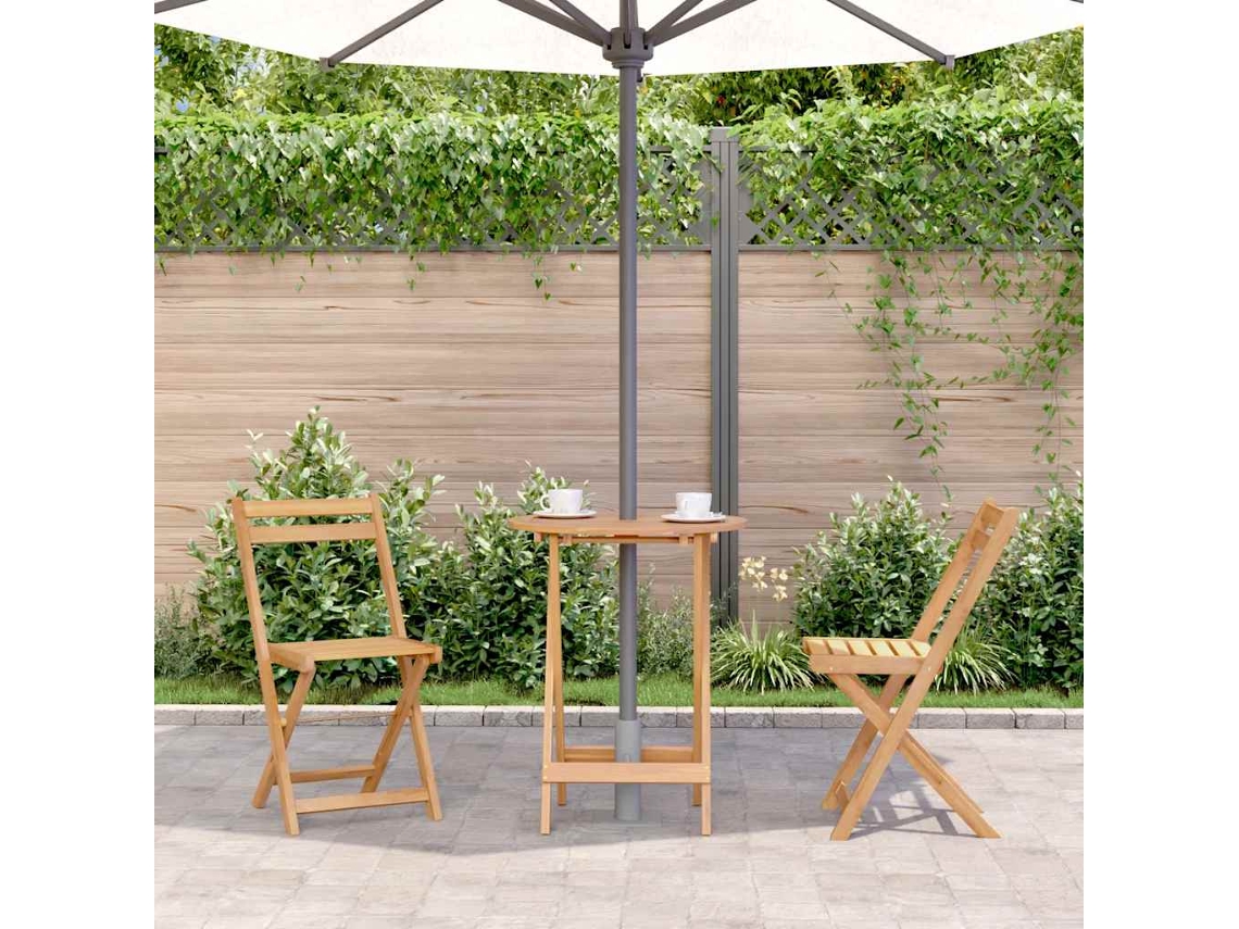 Mesa De Jardim Dobrável 60x75 Cm Madeira De Acácia Maciça